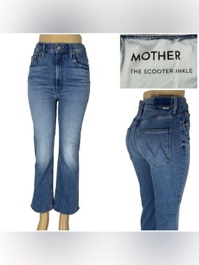 Mother Denim Womens 26 Jeans The Scooter Ankle Superior Distressed Stretch Blue